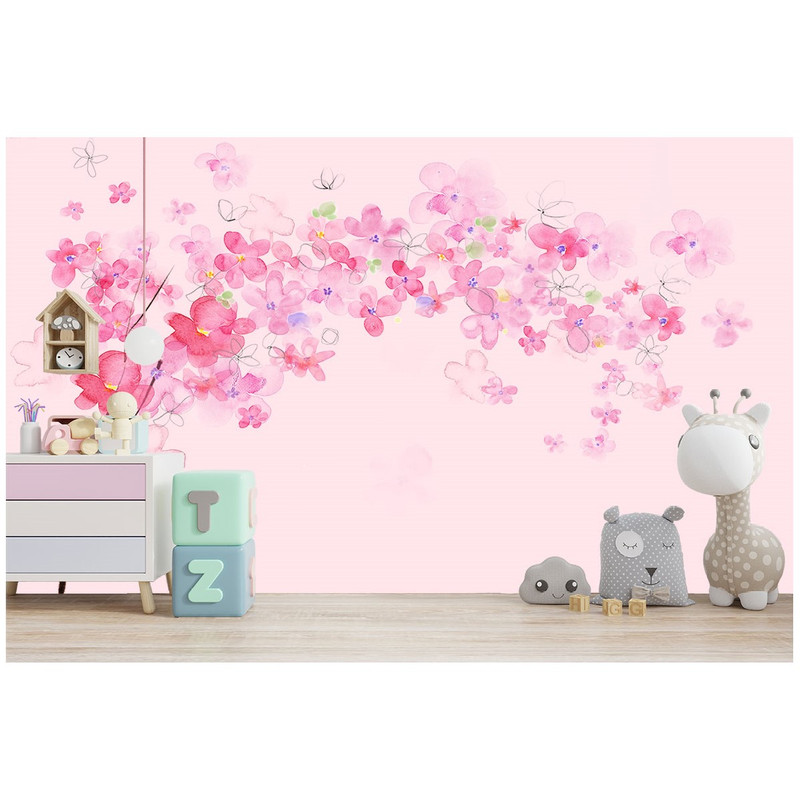 پوستر دیواری اتاق کودک طرح گل صورتی مدل darative1002